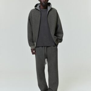 Textured Wool Zip Up Hoodie