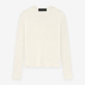 Womens Waffle Fitted Long Sleeve Sweater
