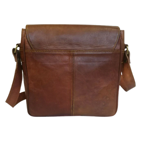 Men’s Brown Leather Vertical Shoulder Bag - Image 2