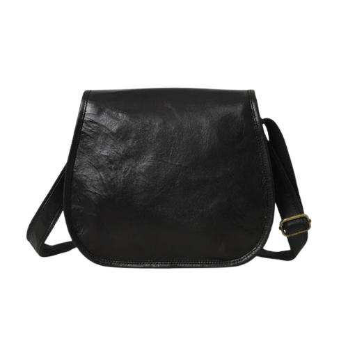 Classic Black Leather Sling Bag with Front Buckle - Image 3