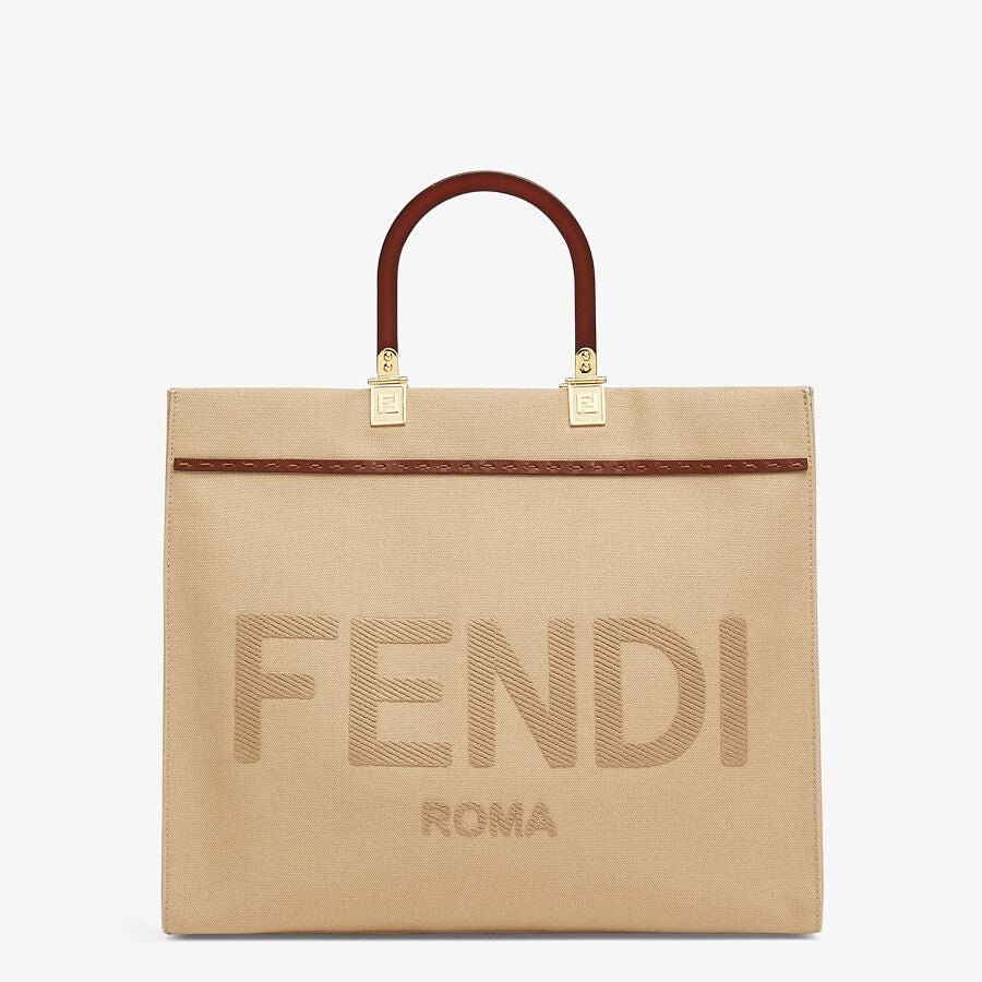 Fendi Sunshine Medium Beige Canvas Bag - Image 2