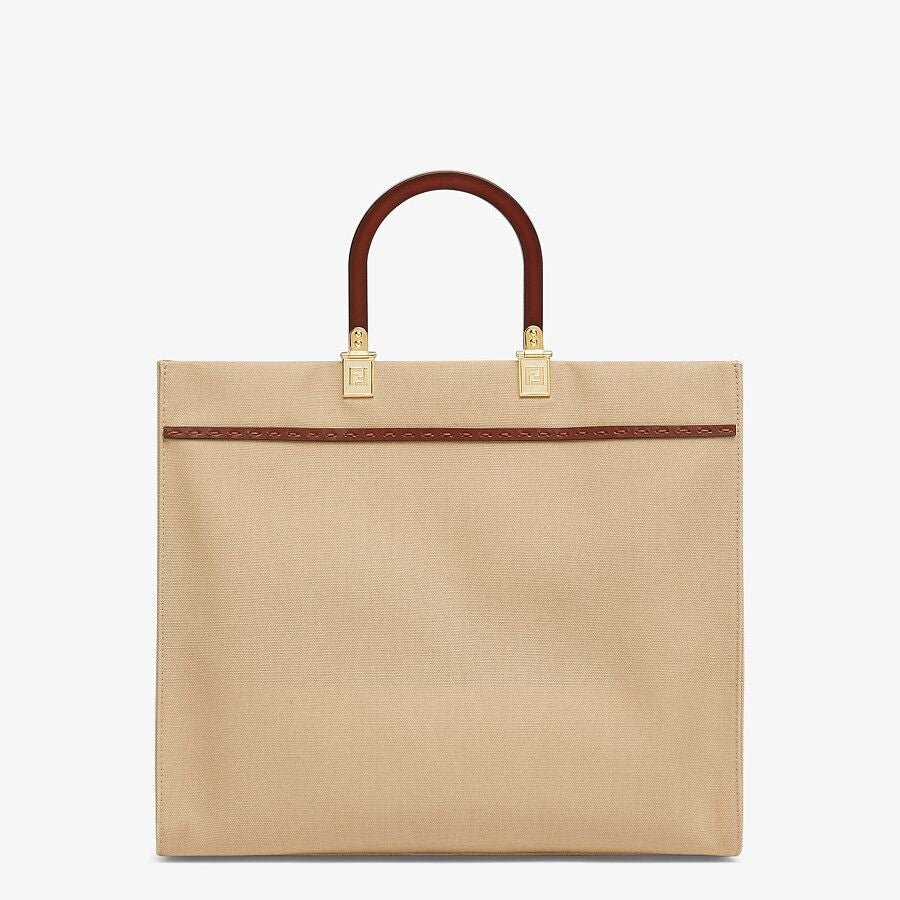 Fendi Sunshine Medium Beige Canvas Bag - Image 3