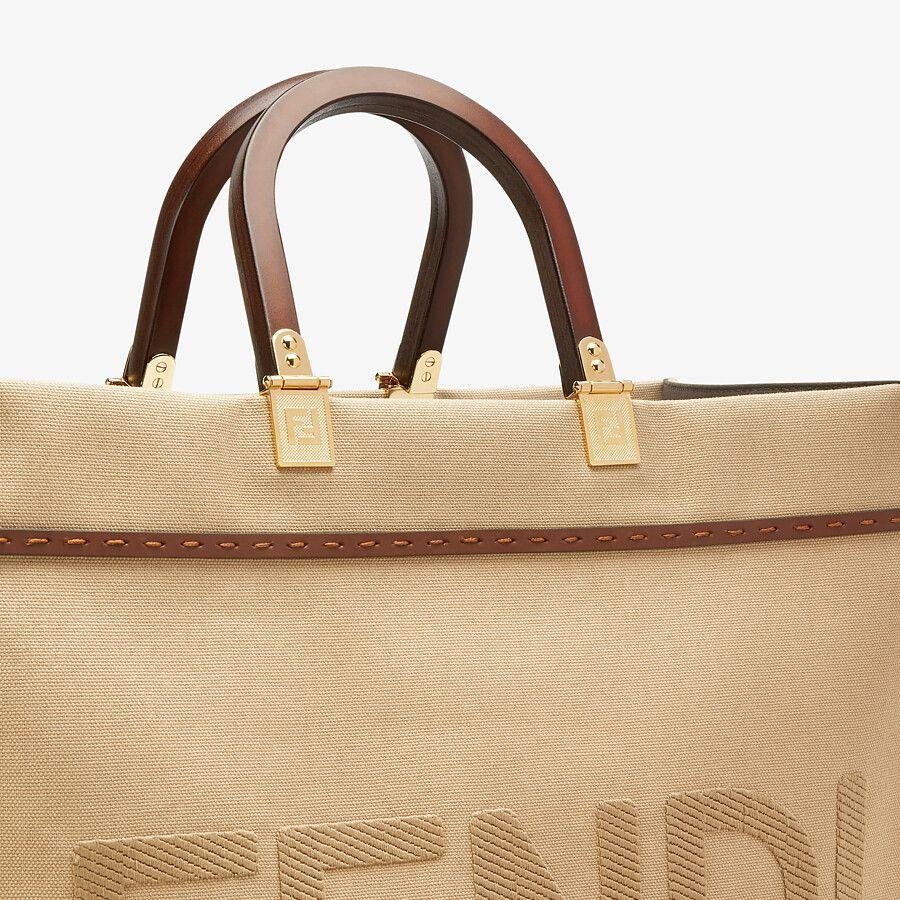 Fendi Sunshine Medium Beige Canvas Bag - Image 5