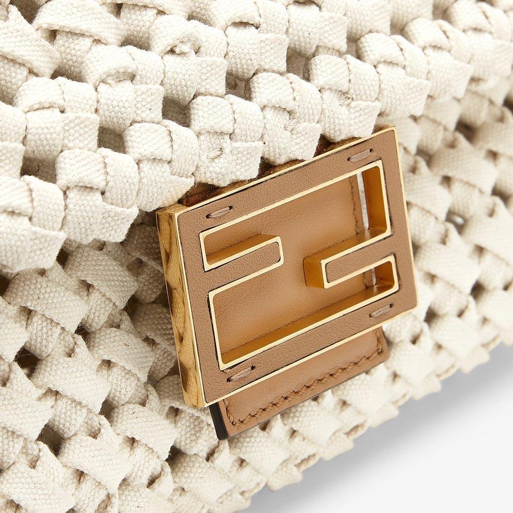 BAGUETTE Beige Canvas Interlace Bag - Image 5