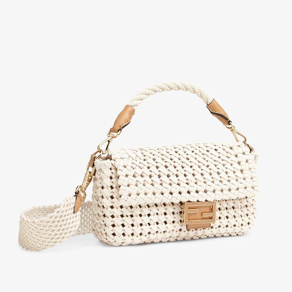 BAGUETTE Beige Canvas Interlace Bag - Image 3