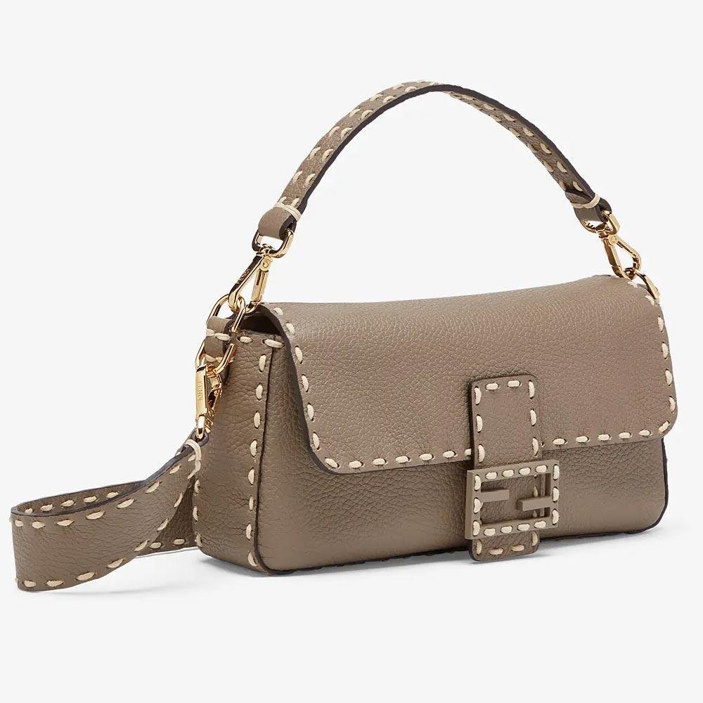 BAGUETTE Grey Full Grain Leather Bag - Image 11