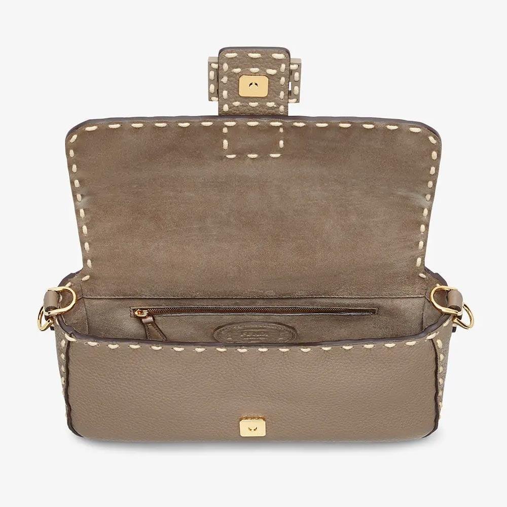 BAGUETTE Grey Full Grain Leather Bag - Image 5