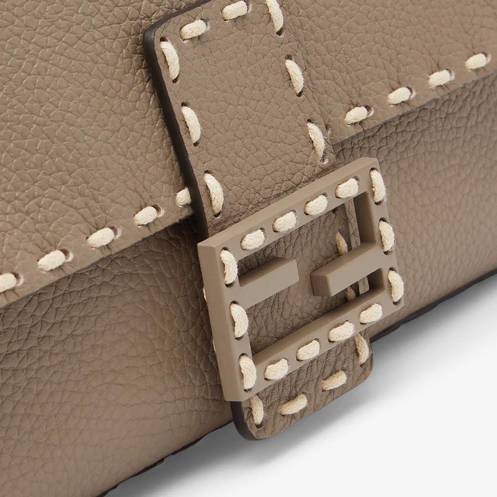 BAGUETTE Grey Full Grain Leather Bag - Image 6