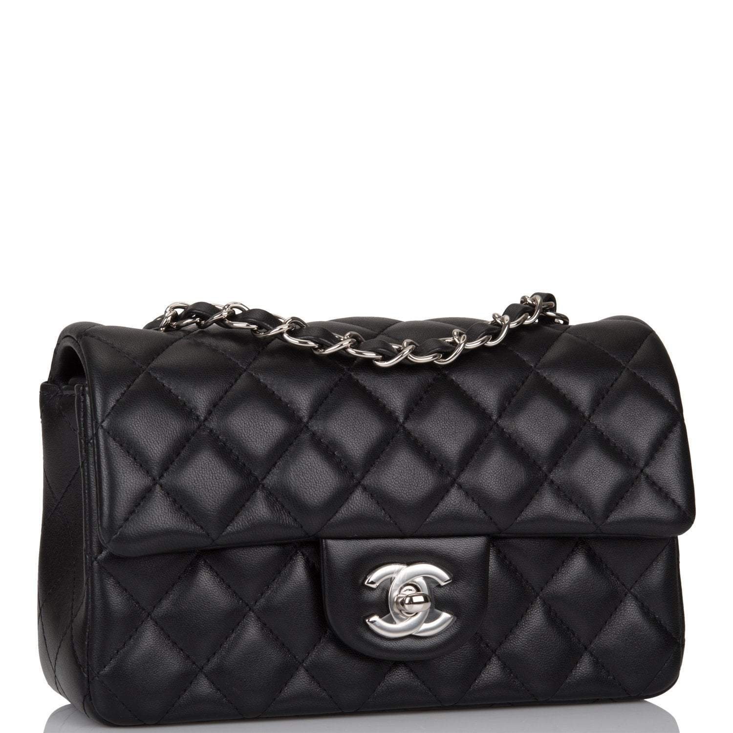 Chanel Black Quilted Lambskin Rectangular Mini Classic Flap Bag Silver Hardware - Image 3