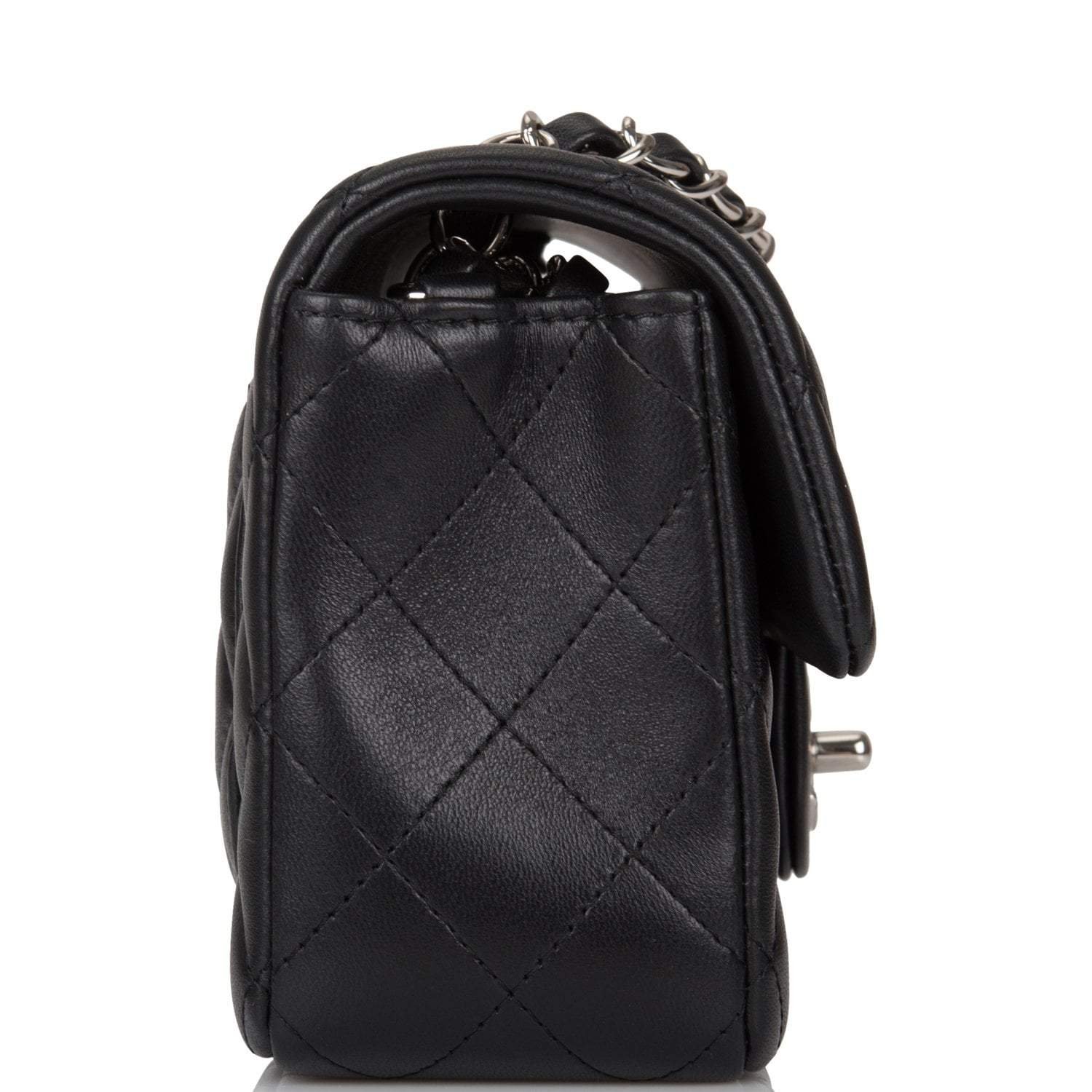 Chanel Black Quilted Lambskin Rectangular Mini Classic Flap Bag Silver Hardware - Image 6