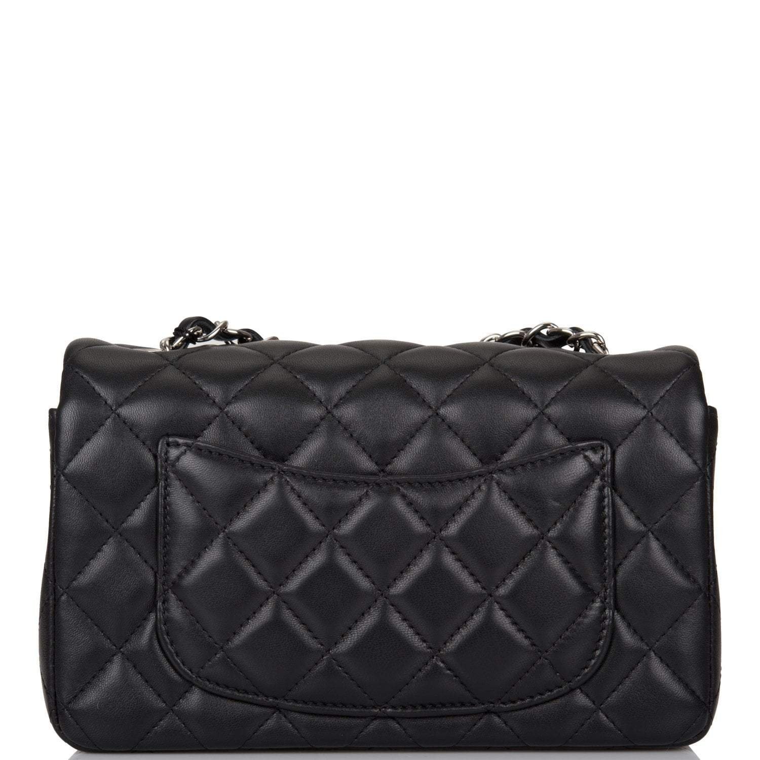 Chanel Black Quilted Lambskin Rectangular Mini Classic Flap Bag Silver Hardware - Image 10