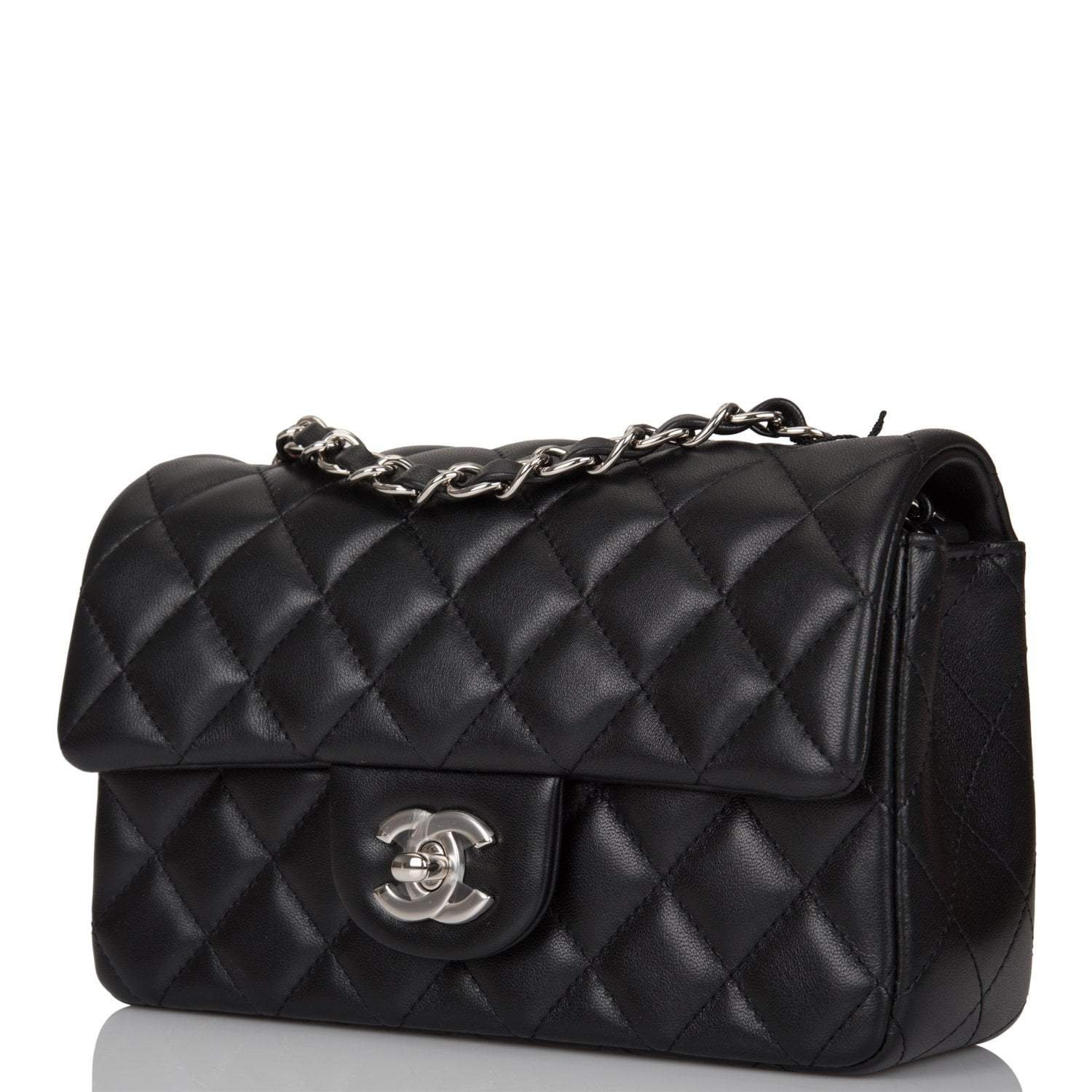 Chanel Black Quilted Lambskin Rectangular Mini Classic Flap Bag Silver Hardware - Image 15