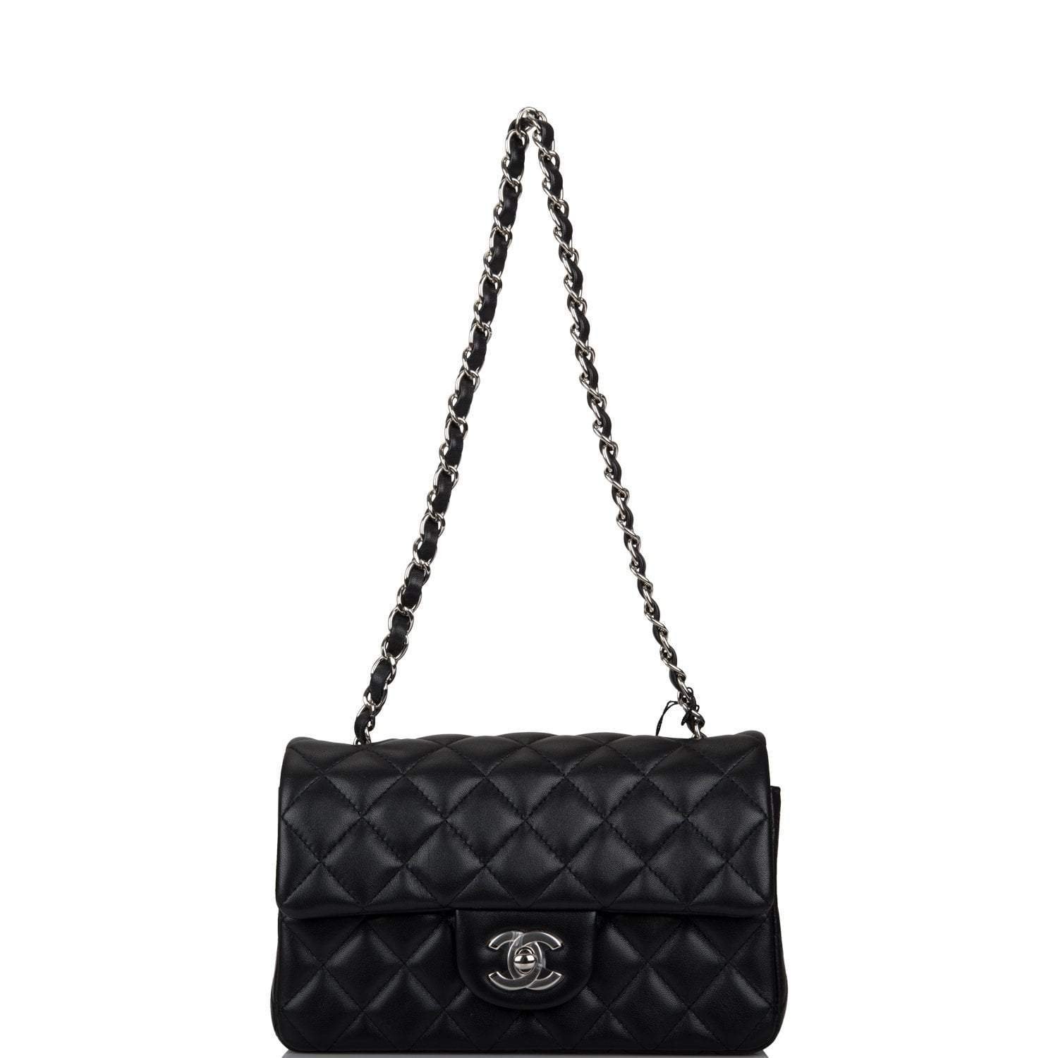 Chanel Black Quilted Lambskin Rectangular Mini Classic Flap Bag Silver Hardware - Image 18