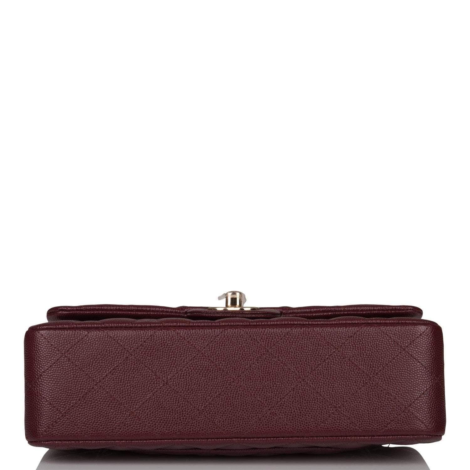 Chanel Burgundy Quilted Caviar Small Classic Double Flap Bag Light Gold Hardware - Image 25