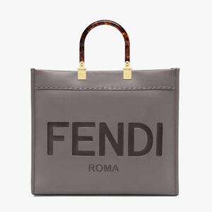 FENDI SUNSHINE MEDIUM Grey Leather Shopper