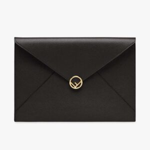 FLAT POUCH LARGE Black Leather Ppouch