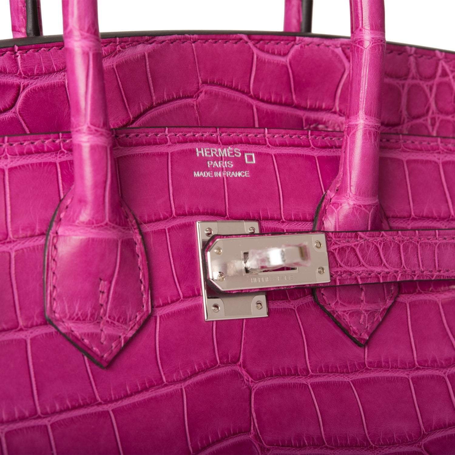 Hermes Birkin 25 Rose Scheherazade Matte Alligator Palladium Hardware - Image 7