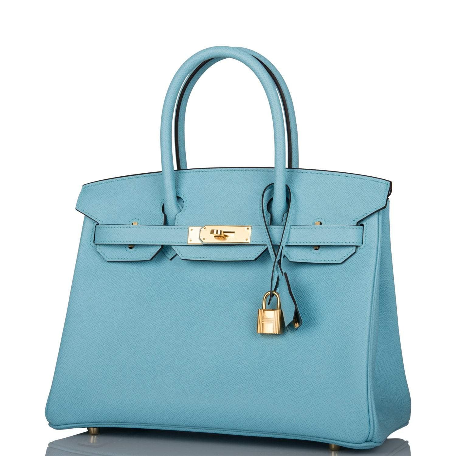 Hermes Birkin 30 Bleu Atoll Epsom Gold Hardware - Image 5