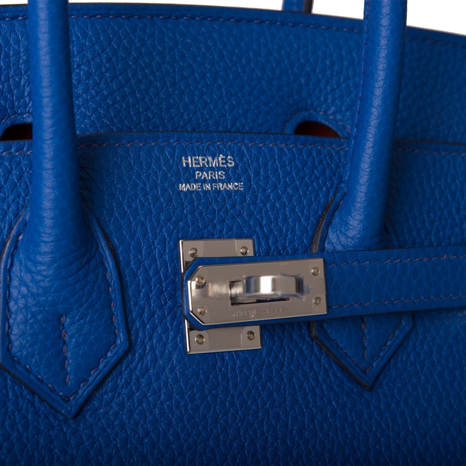 Hermes Birkin 25 Bleu Royal Verso Togo Palladium Hardware - Image 7