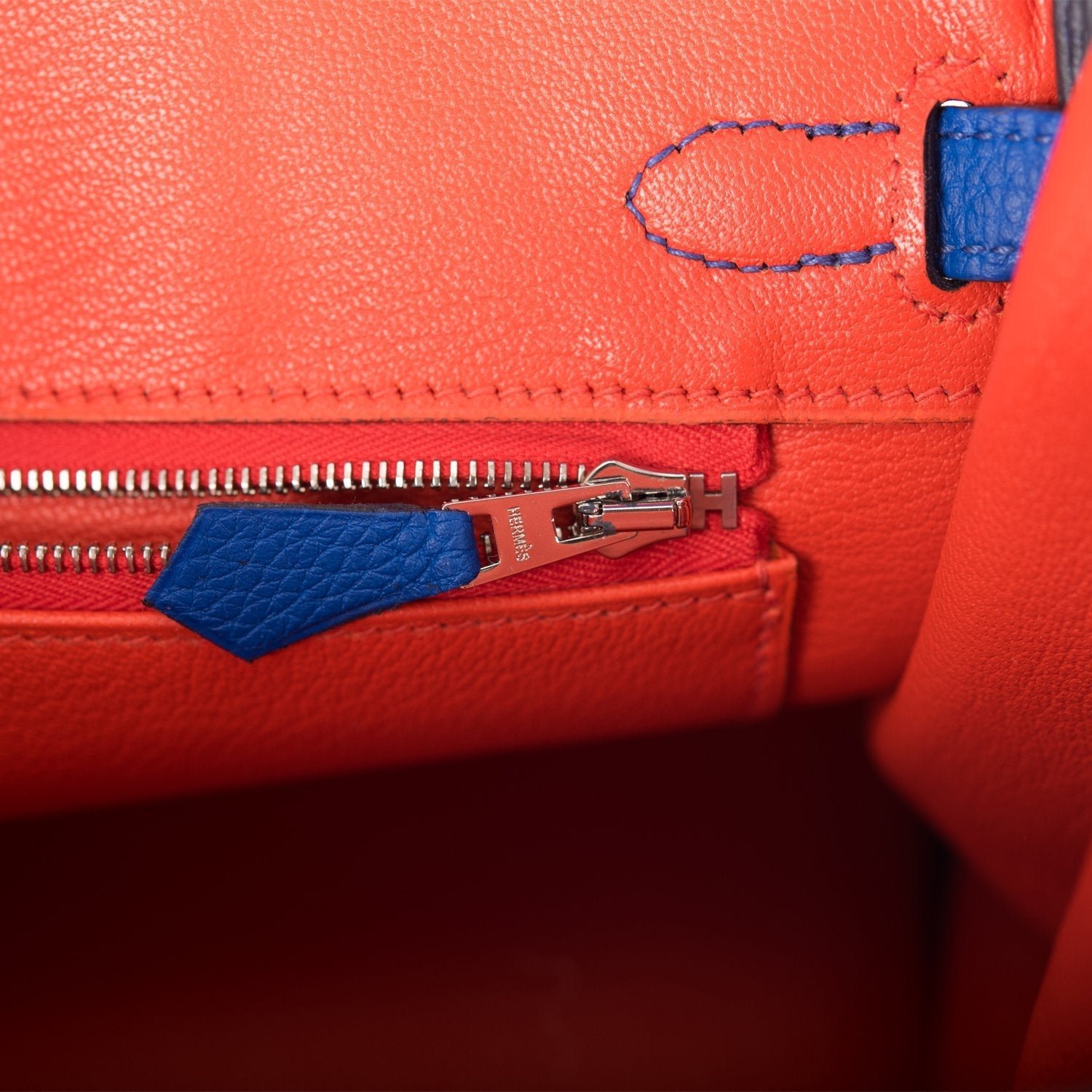 Hermes Birkin 25 Bleu Royal Verso Togo Palladium Hardware - Image 9