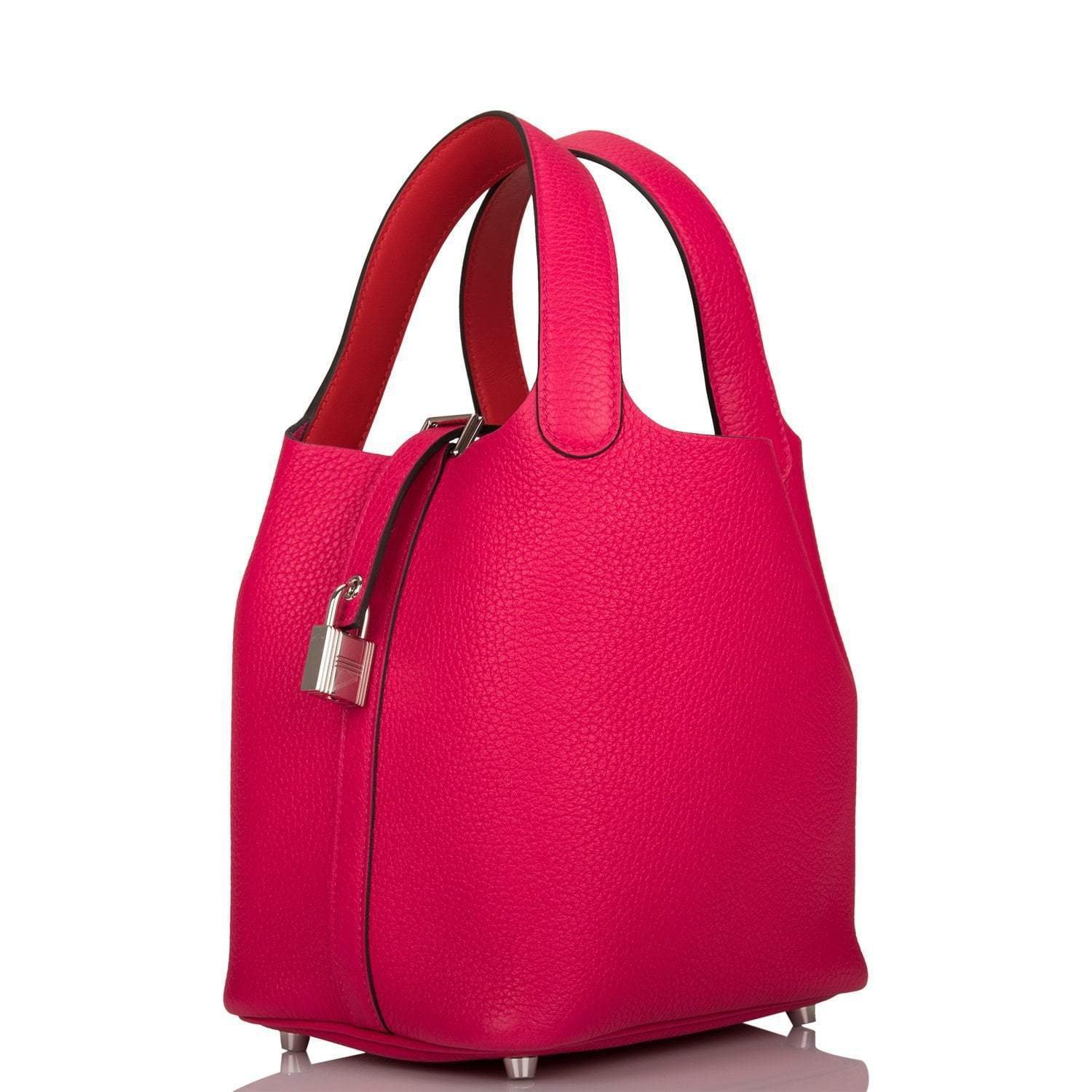 Hermes Rose Mexico Clemence Picotin Lock 18cm Palladium Hardware - Image 5