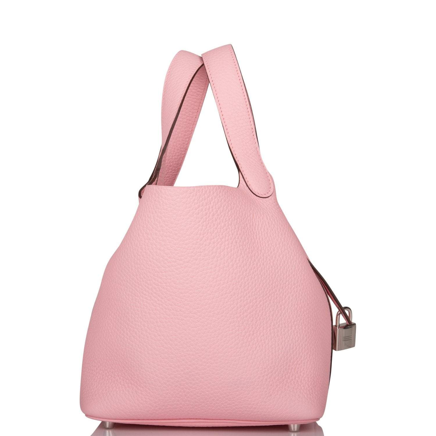 Hermes Rose Sakura Clemence Picotin Lock 18cm Palladium Hardware - Image 3