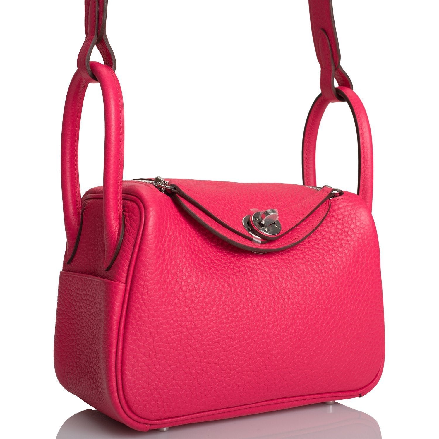 Hermes Rose Extreme Clemence Mini Lindy Palladium Hardware - Image 2