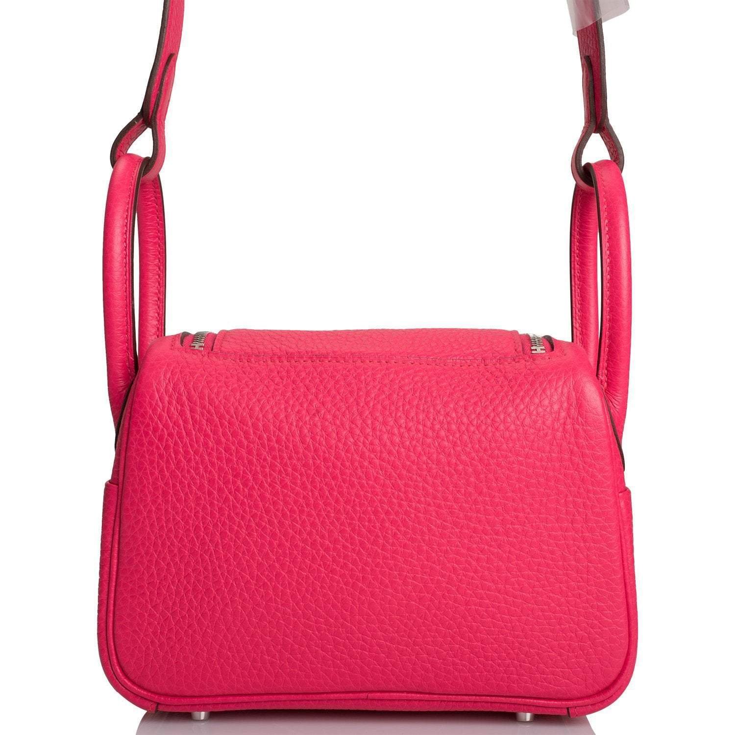 Hermes Rose Extreme Clemence Mini Lindy Palladium Hardware - Image 4