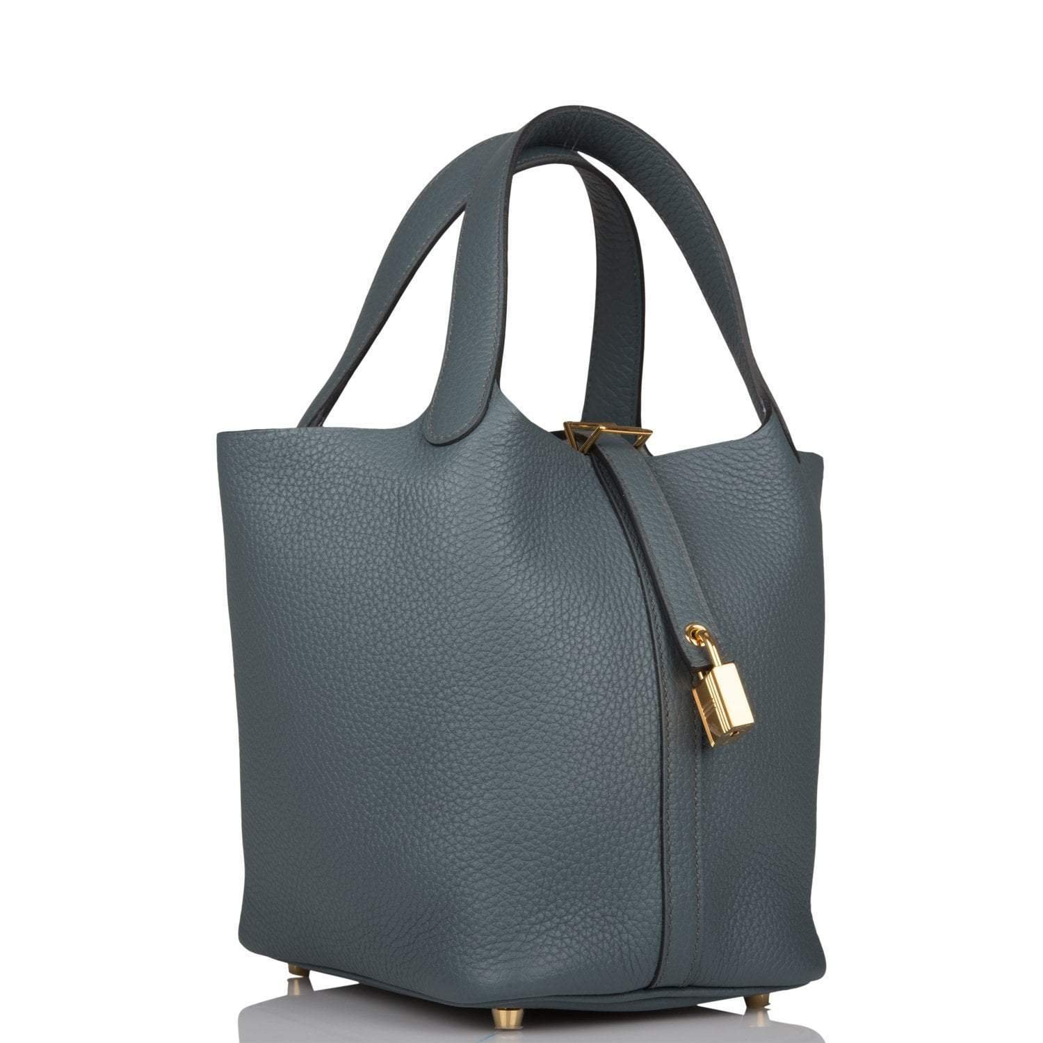 Hermes Bleu Orage Clemence Picotin Lock 18cm Gold Hardware - Image 2