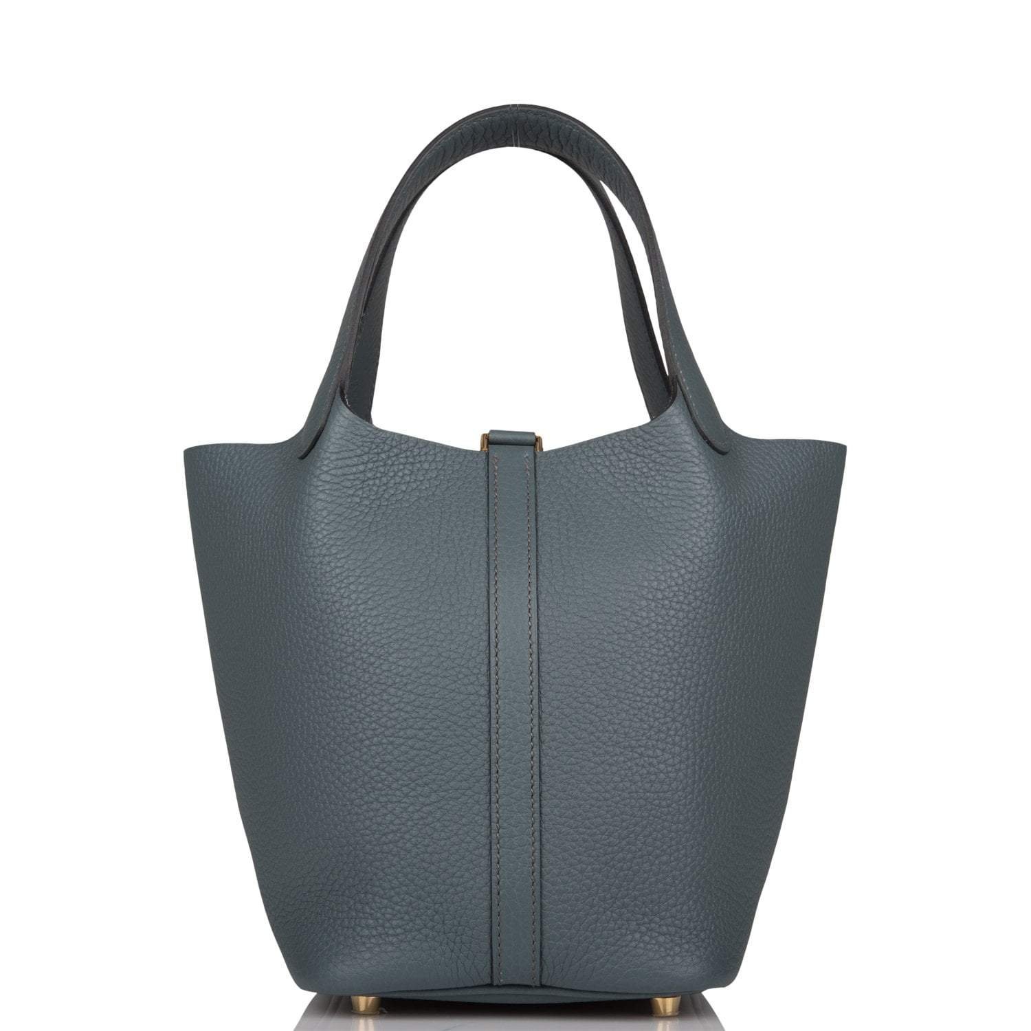 Hermes Bleu Orage Clemence Picotin Lock 18cm Gold Hardware - Image 4