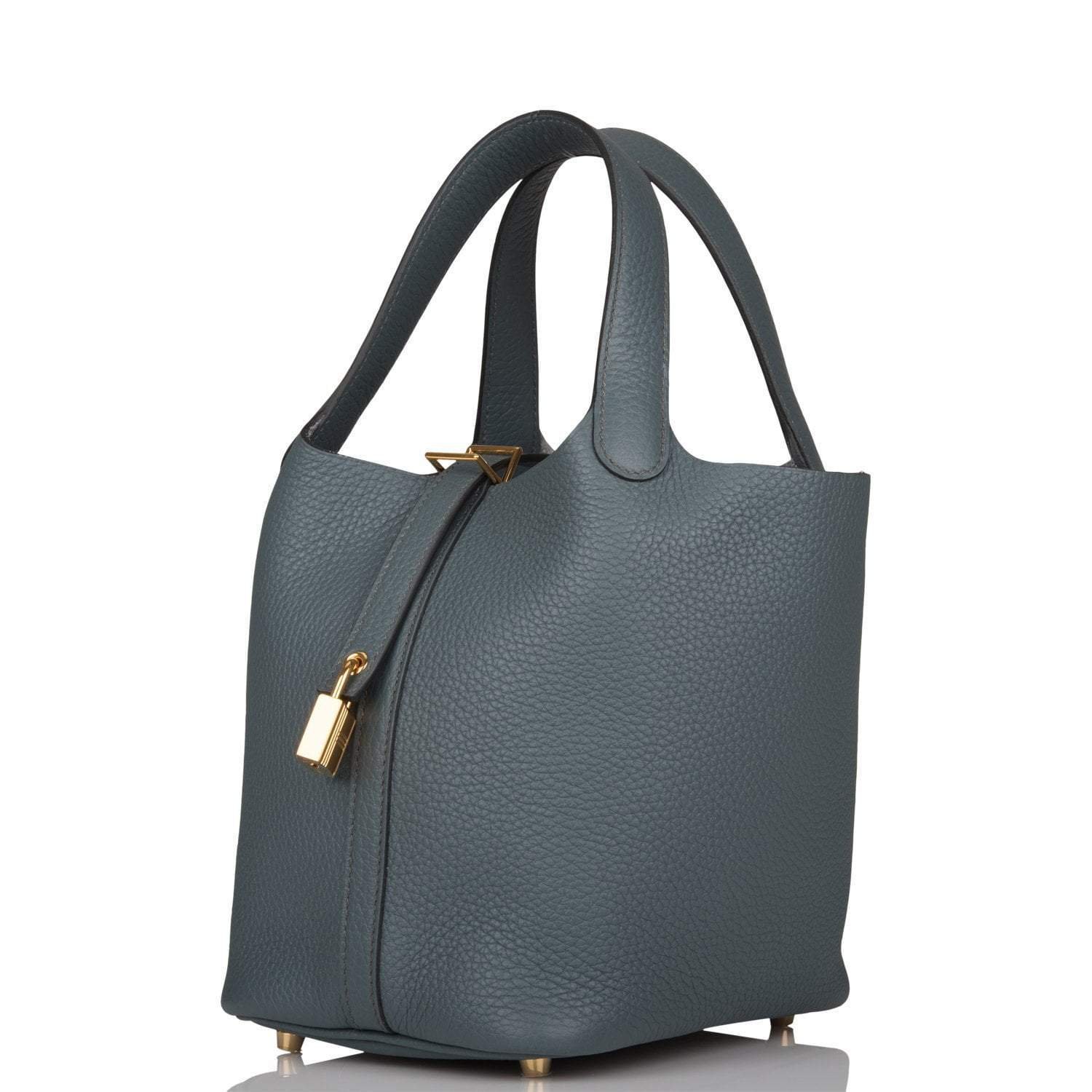 Hermes Bleu Orage Clemence Picotin Lock 18cm Gold Hardware - Image 5
