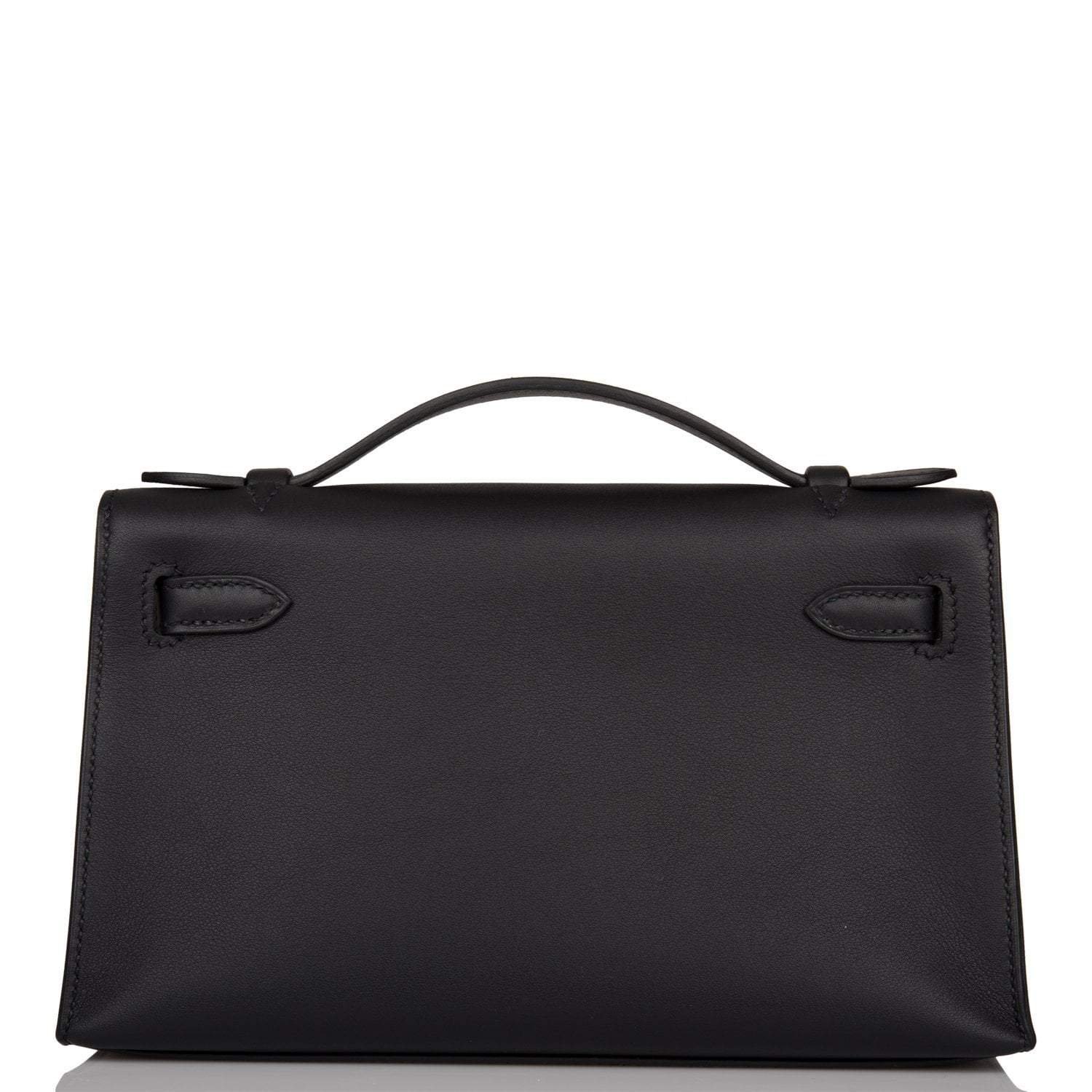 Hermes Kelly Pochette Black Swift Gold Hardware - Image 4