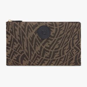 MEDIUM FLAT POUCH Brown Fabric Pouch
