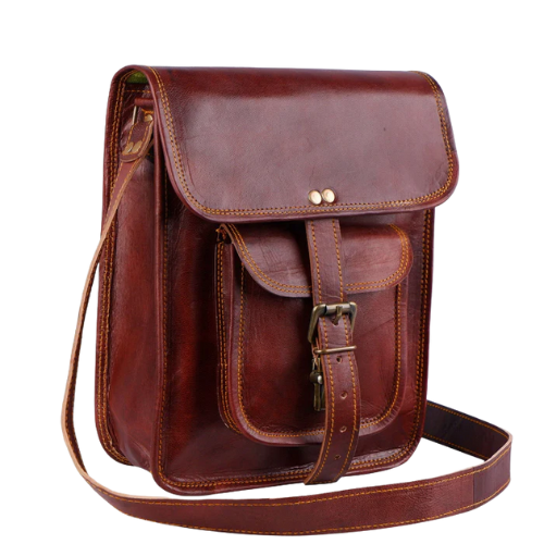 Vintage Brown Leather Sling Bag for Men - Image 2