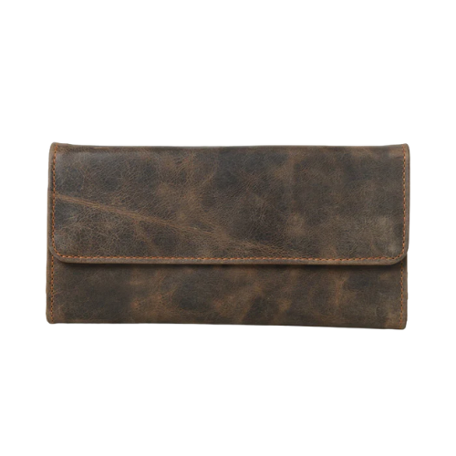 Men’s Distressed Leather Long Wallet
