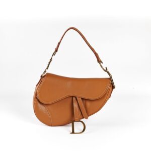 Brown Leather Dior Saddle Bag GHW